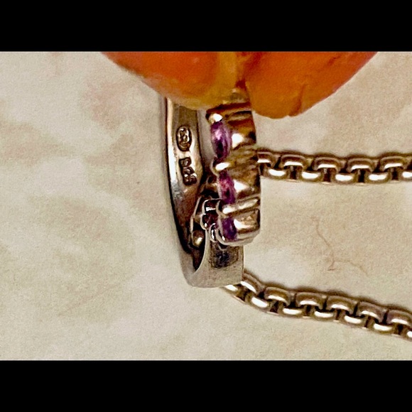 STUNNING Large Amethyst & Sterling Silver Tilt Slide-On Pendant - Picture 3 of 10